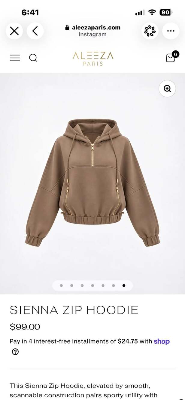 Aleeza Paris Sienna Zip Hoodie Brown Quarter-Zip Pullover